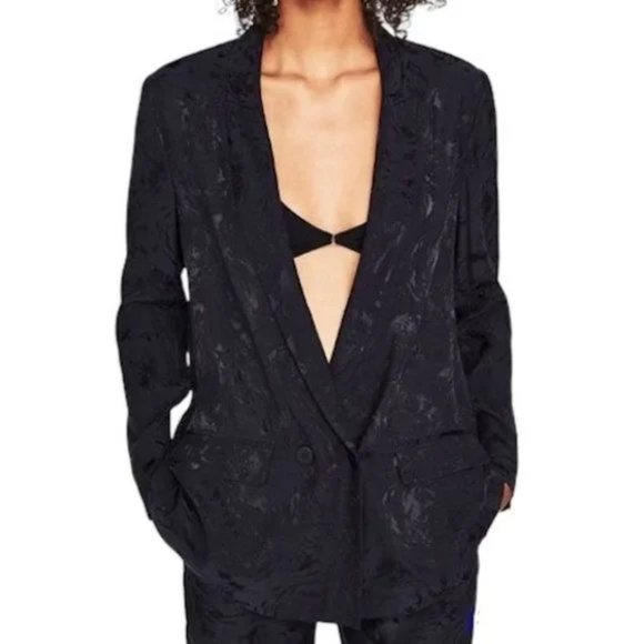 Zara Jackets & Blazers - Zara Jacquard Sheen Long Blazer